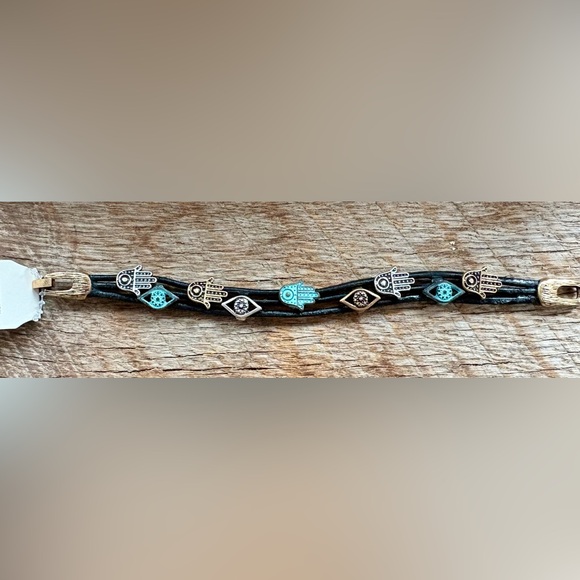 Leather Charm Bracelets, Hamsa & Evil Eye, Owl or Elephant Clover - Picture 2 of 7